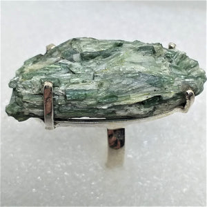AKTINOLITH Ring Gr. 17 925 Sterling Silber Rohstein roh Kristall