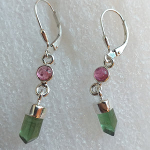 TURMALIN pink grün Ohrringe 925 Silber Rubellit Verdelith