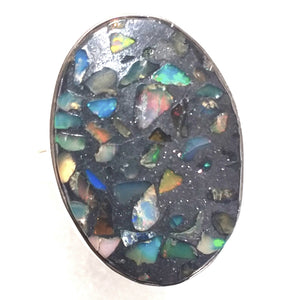 OPAL echter Kristallopal Ring Gr. 19,5 925 Silber Pyrit