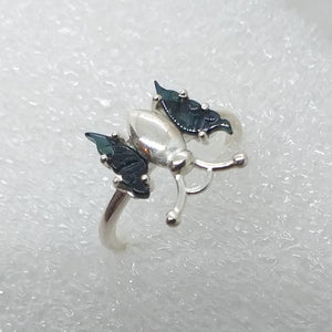 TURMALIN blau Indigolith Ring Gr. 16,5 925 Silber Schmetterling