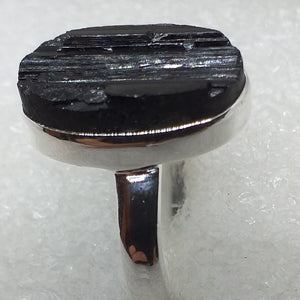 Schörl Ring Gr. 17 925 Silber schwarzer TURMALIN