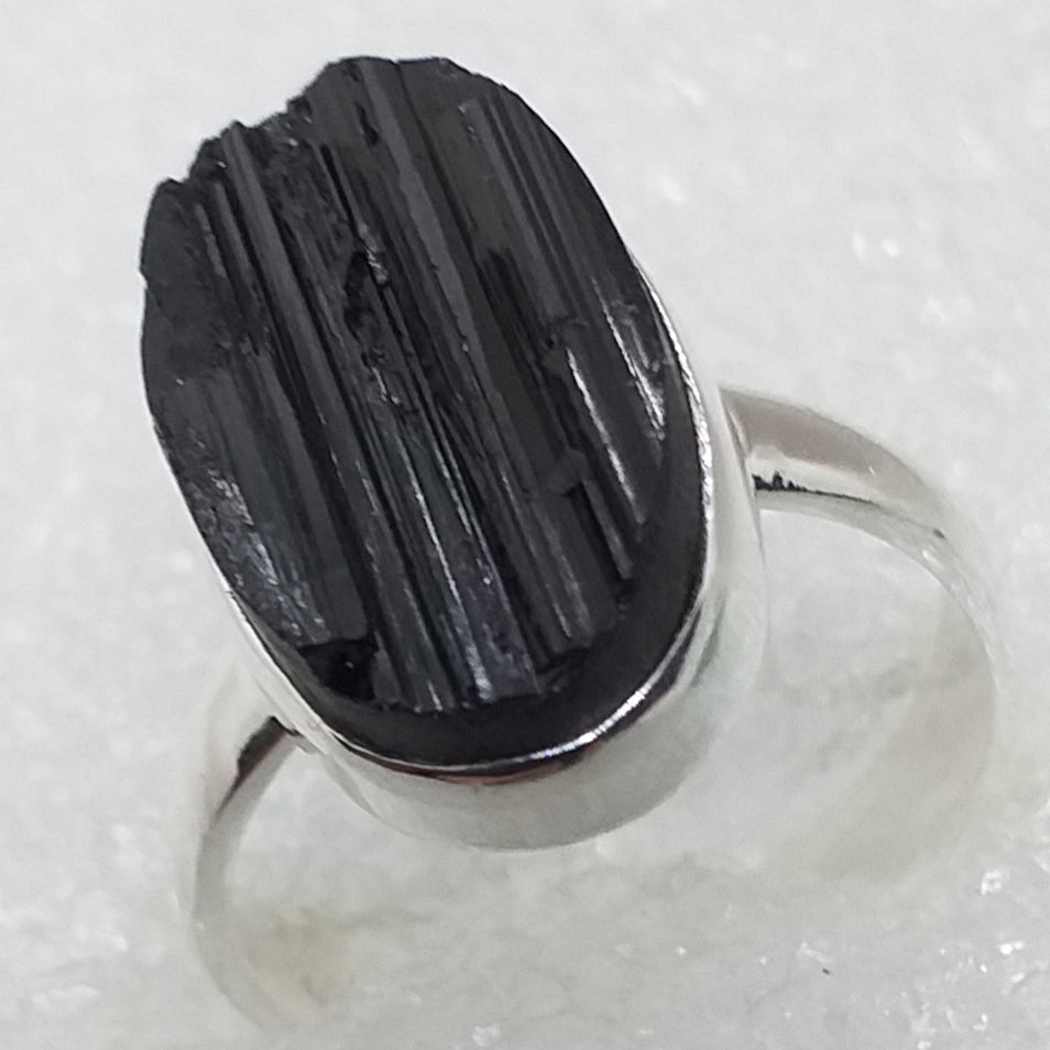 Schörl Ring Gr. 17 925 Silber schwarzer TURMALIN