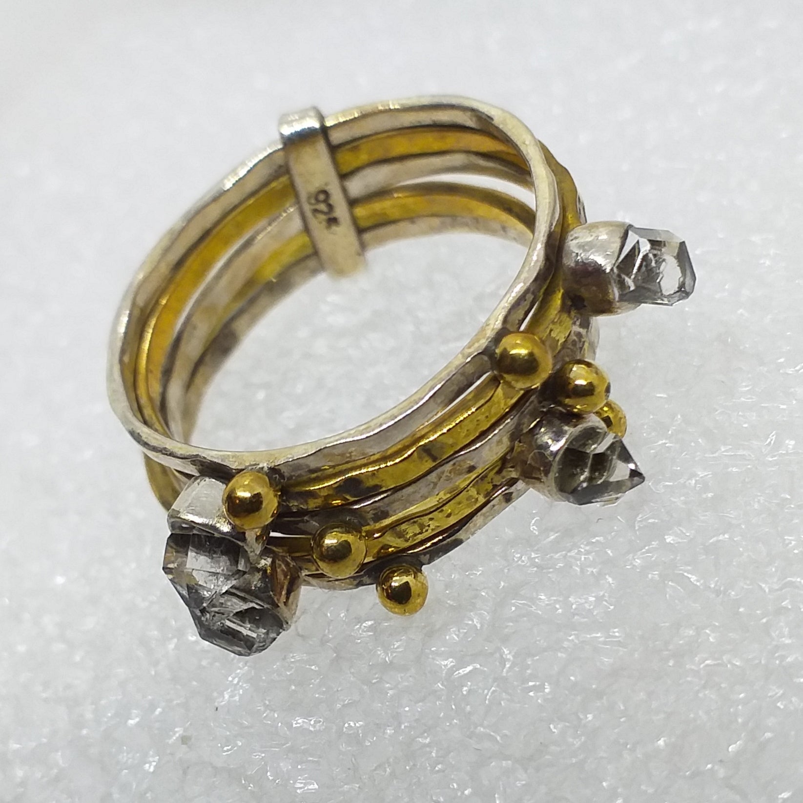 HERKIMER DIAMANT  Ring Gr. 17,5 925 Sterling Silber gold vergoldet