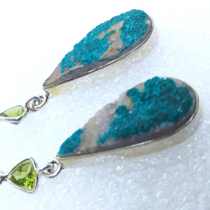 echter DIOPTAS Rohstein Ohrringe 925 Sterling Silber Klappbrisur Brisur Ohrhänger Peridot