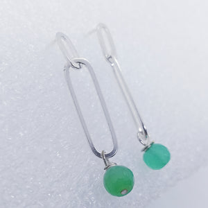 CHRYSOPRAS Ohrringe 925 Sterling Silber Ohrhänger Ohrstecker