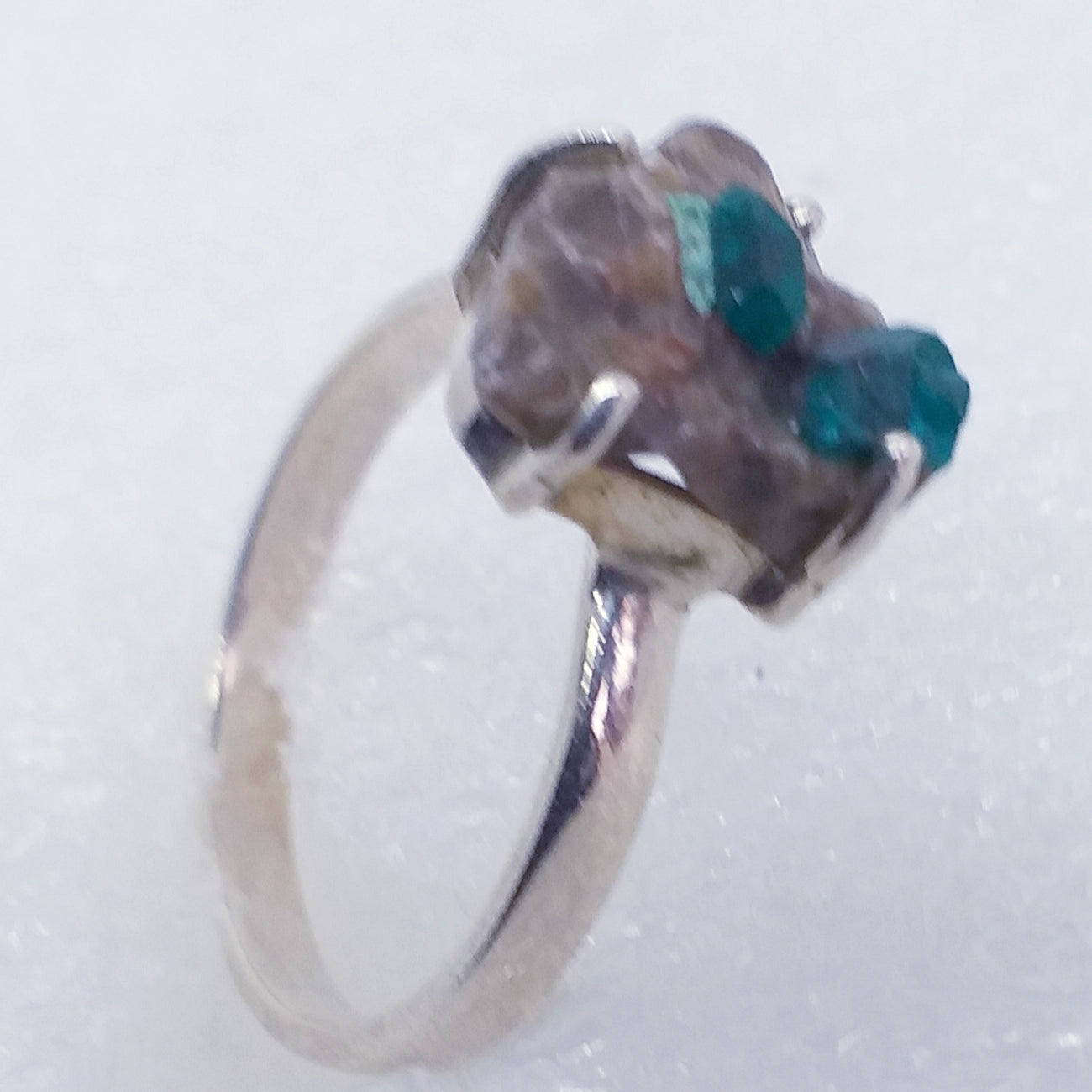 DIOPTAS Ring Gr. 18  925 Sterling Silber Rohstein