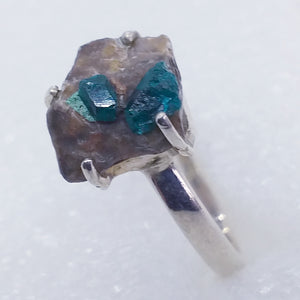 DIOPTAS Ring Gr. 18  925 Sterling Silber Rohstein