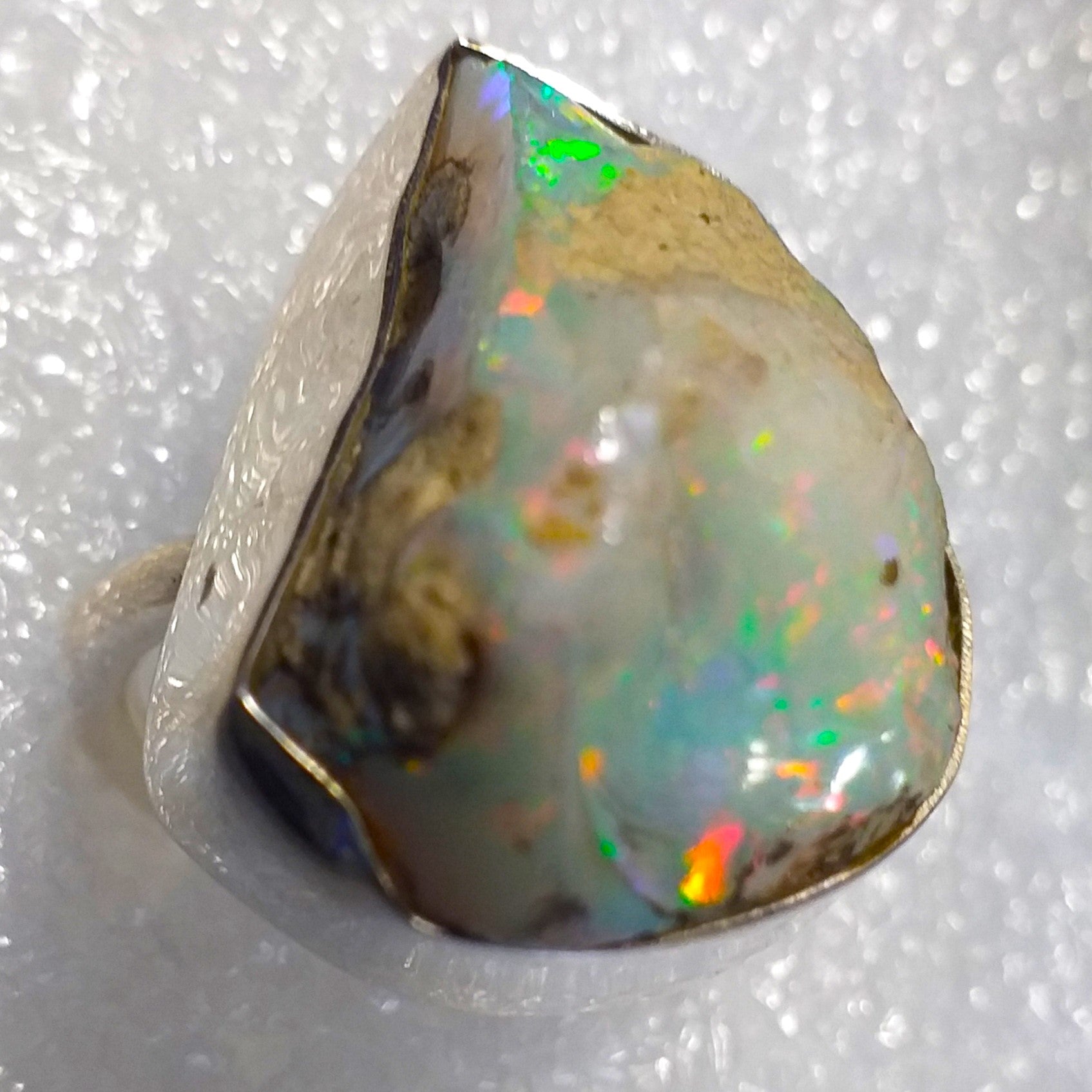 OPAL Kristallopal Ring Gr. 19 925 Silber Rohstein Natur roh RIESIG