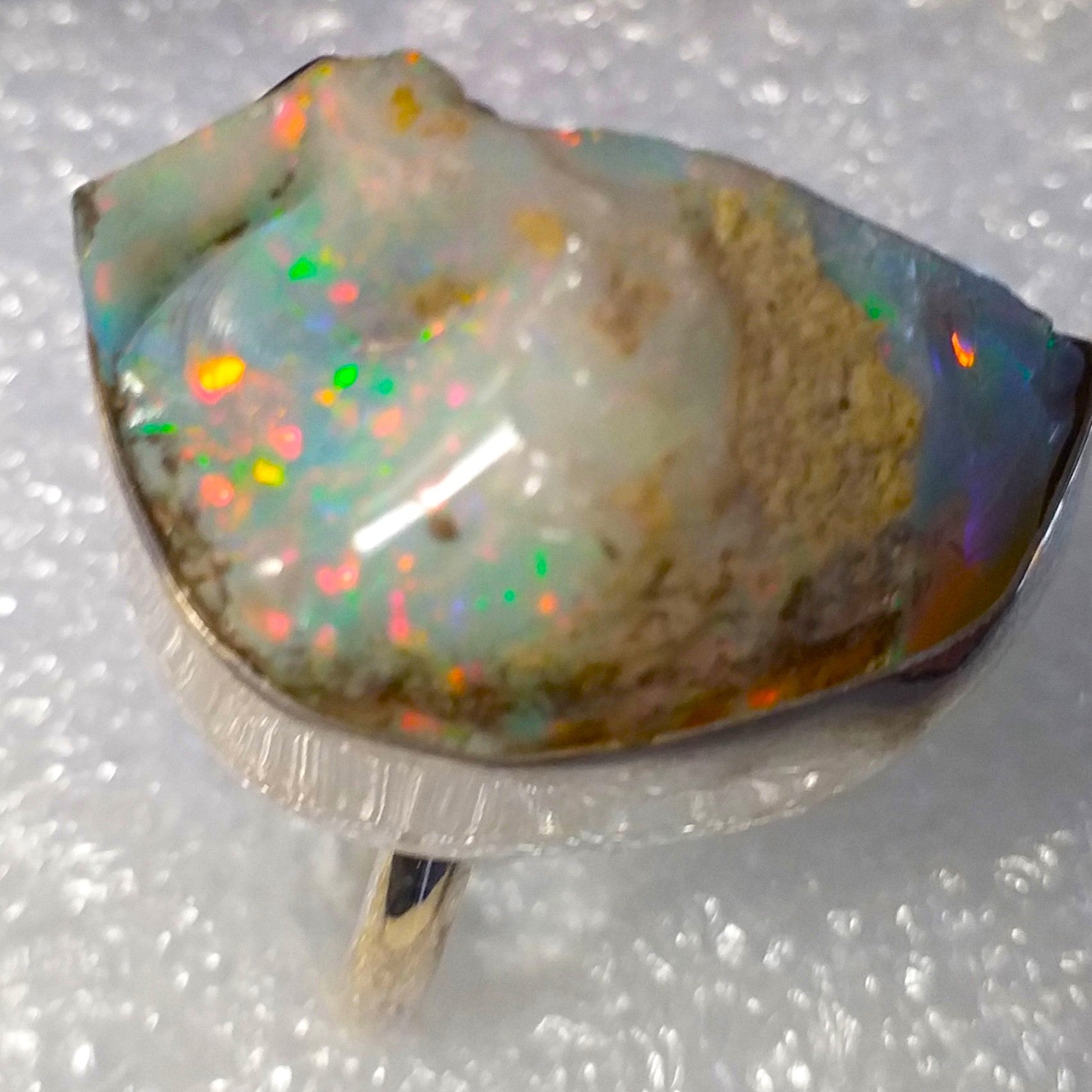 OPAL Kristallopal Ring Gr. 19 925 Silber Rohstein Natur roh RIESIG