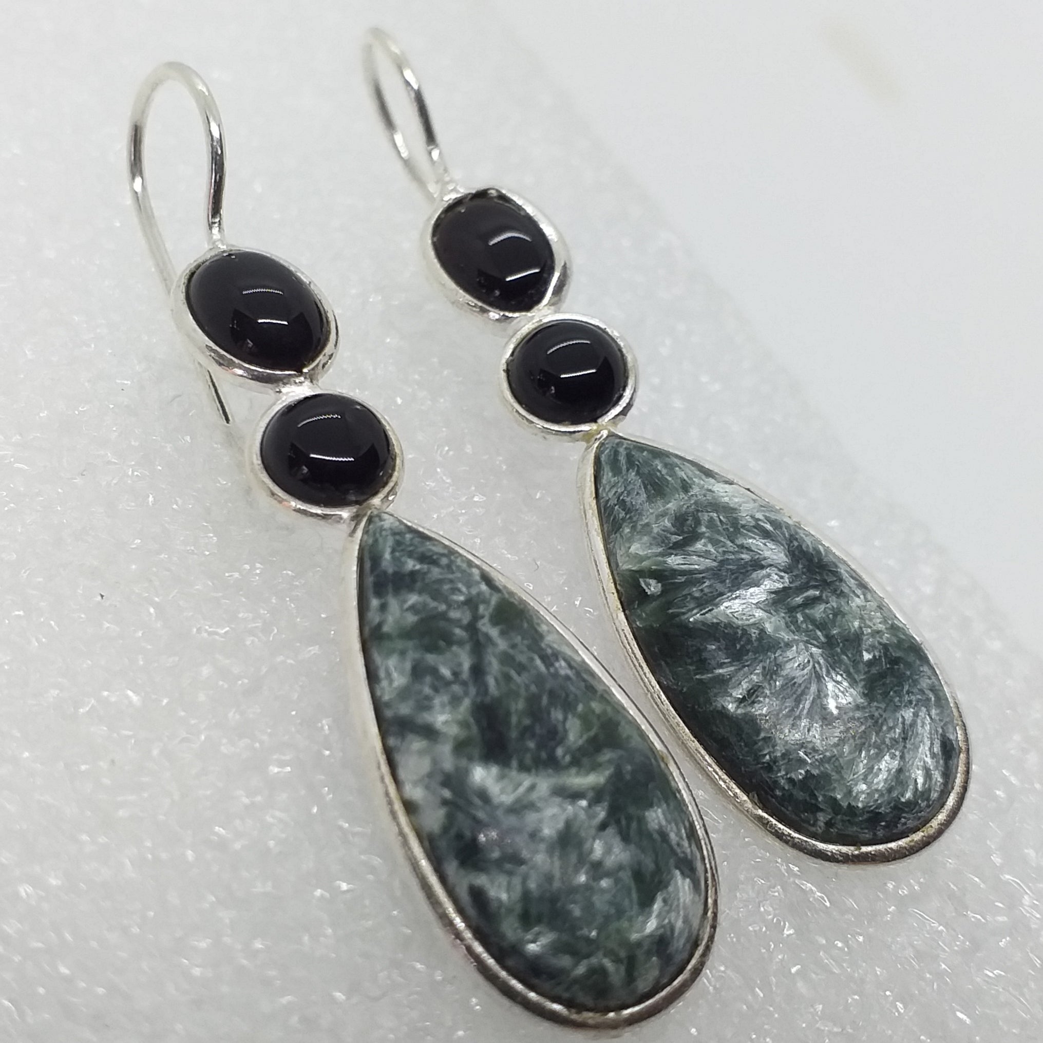 SERAFINIT Ohrringe Ohrhänger 925 Sterling Silber Onyx