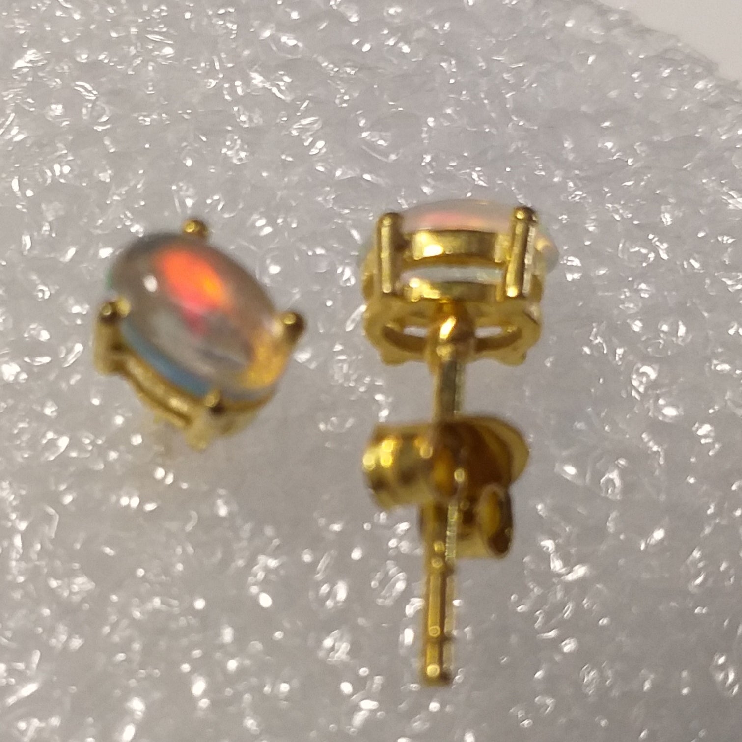 echter Natur OPAL Kristallopal Ohrringe Ohrstecker 925 Silber Gold vergoldet