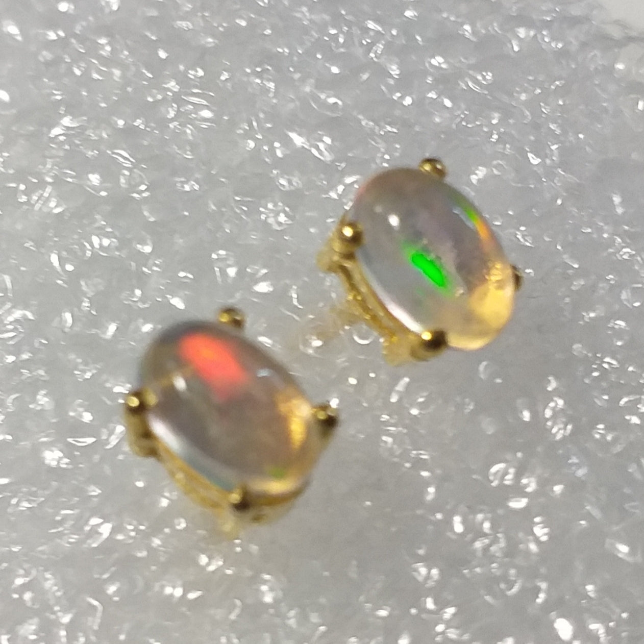 echter Natur OPAL Kristallopal Ohrringe Ohrstecker 925 Silber Gold vergoldet