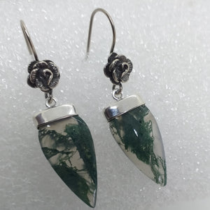 MOOSCHALCEDON Ohrringe 925 Sterling Silber Ohrhänger Moos Chalcedon Achat