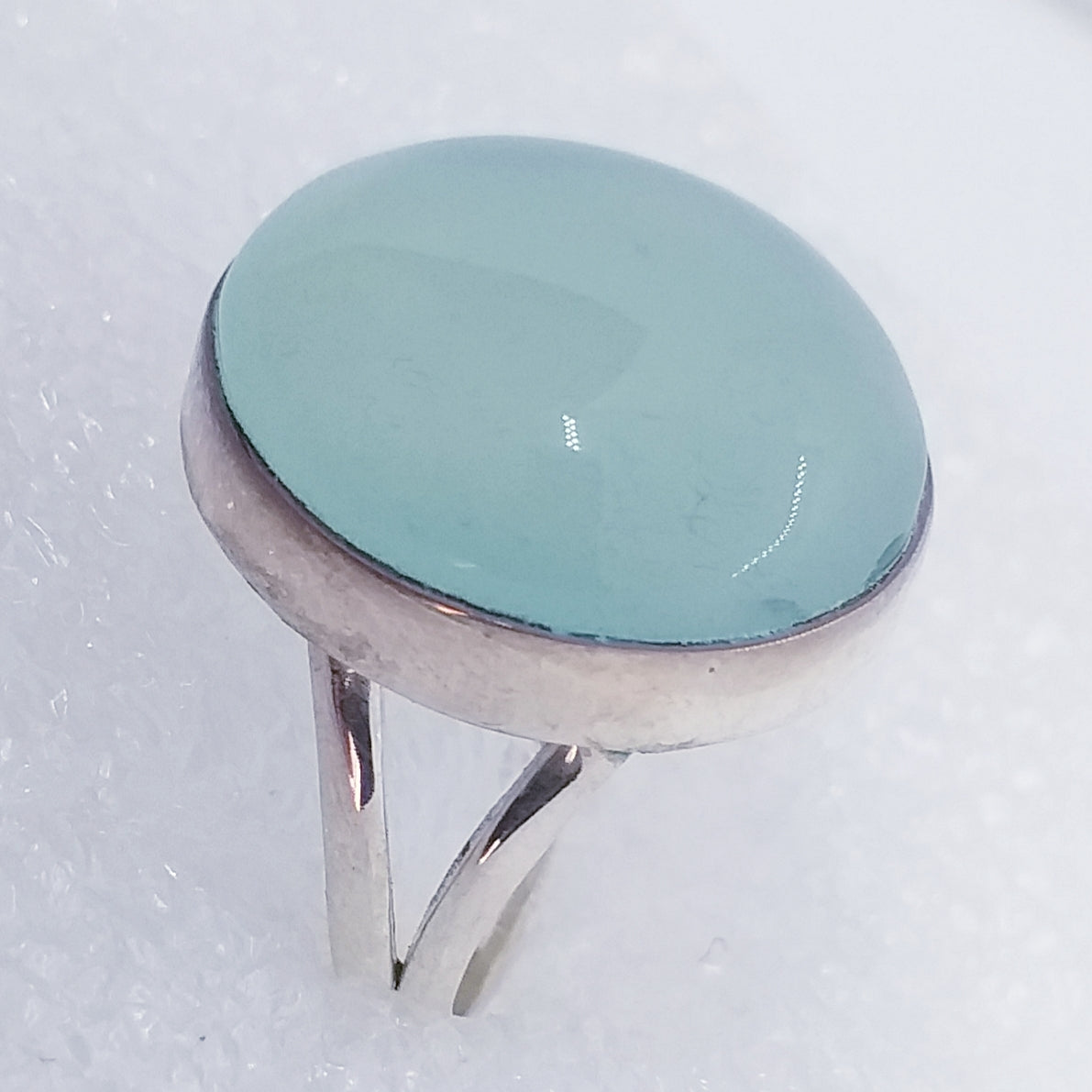 echter blau-grüner CHALCEDON Ring Gr. 17 925 Silber Calzedon