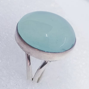 echter blau-grüner CHALCEDON Ring Gr. 17 925 Silber Calzedon