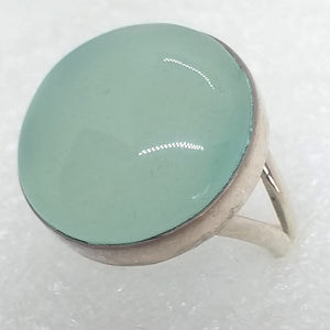 echter blau-grüner CHALCEDON Ring Gr. 17 925 Silber Calzedon