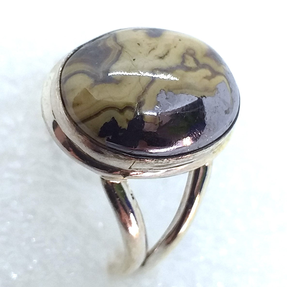 SCHALENBLENDE Sphalerit Ring Gr. 18 925 Sterling Silber