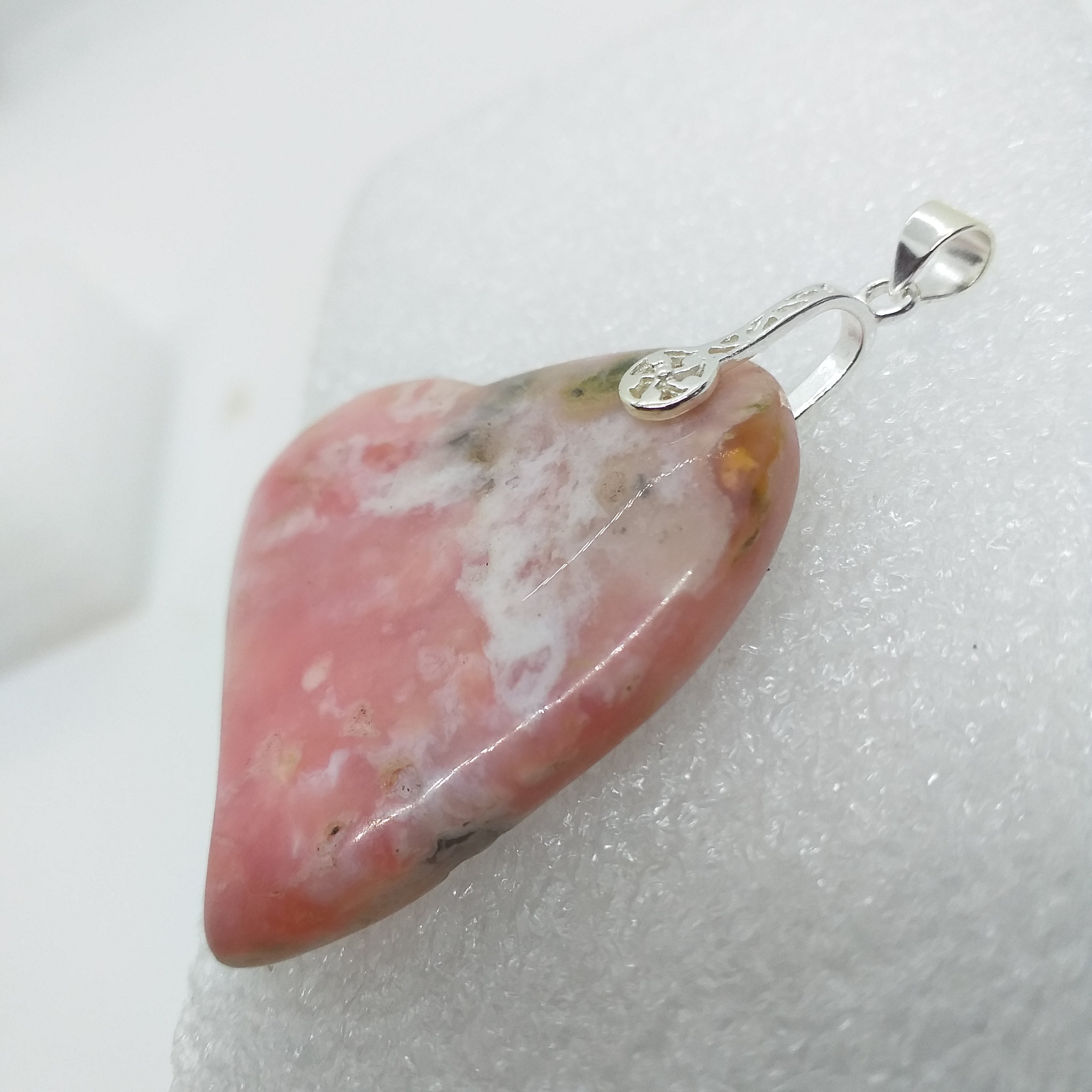 PINK OPAL ROSA ANDENOPAL Anhänger 925 Silber HERZ riesig