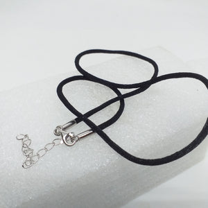 Seidenband schwarz 46 cm 925 Sterling Silber Verschluss Kette Collier