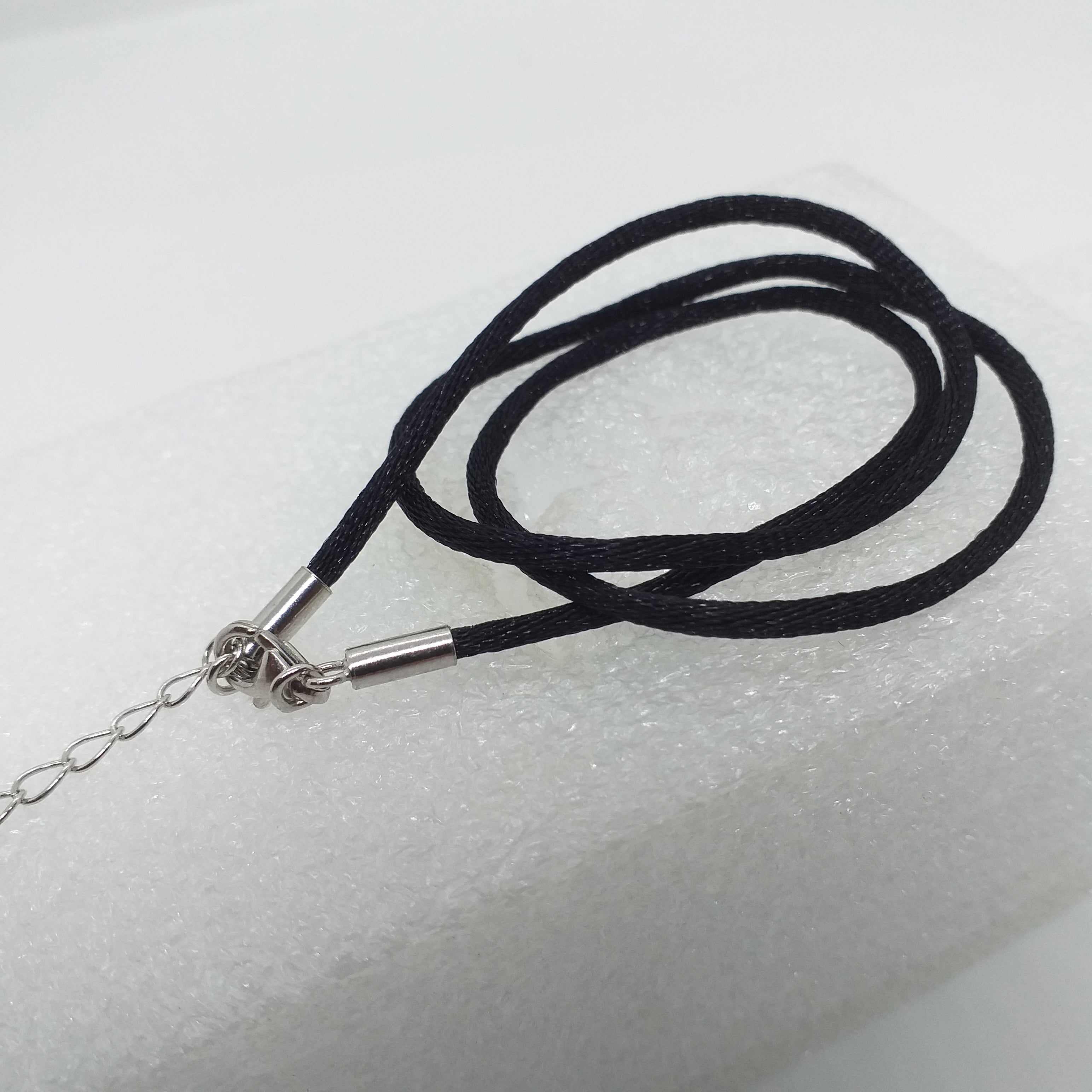Seidenband schwarz 46 cm 925 Sterling Silber Verschluss Kette Collier