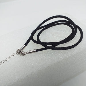 Seidenband schwarz 46 cm 925 Sterling Silber Verschluss Kette Collier
