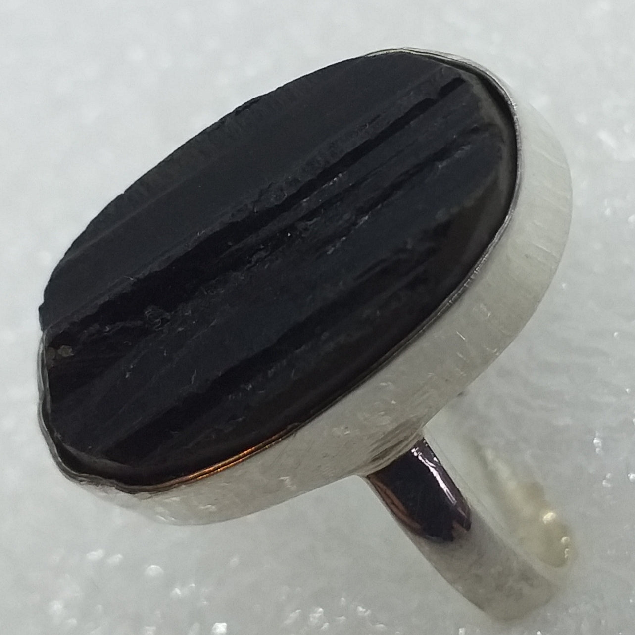 schwarzer TURMALIN Ring Gr. 18 925 Silber Schörl