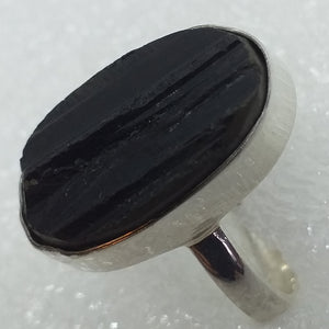 schwarzer TURMALIN Ring Gr. 18 925 Silber Schörl