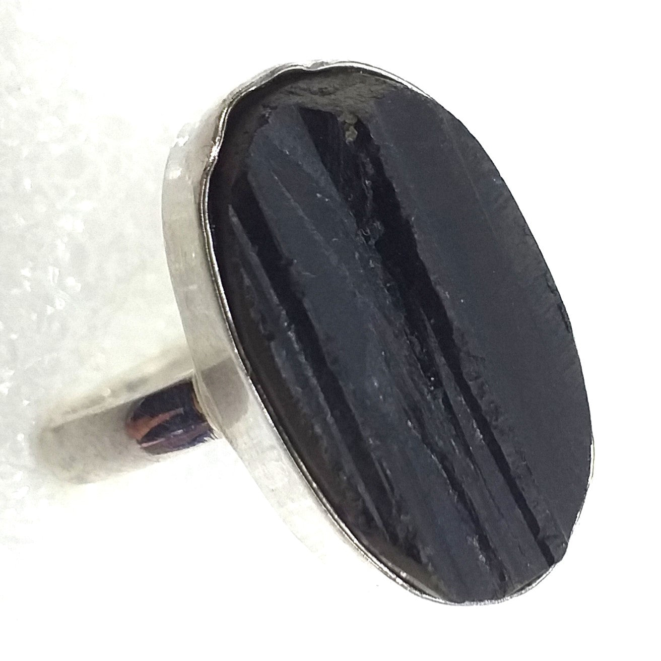 schwarzer TURMALIN Ring Gr. 18 925 Silber Schörl