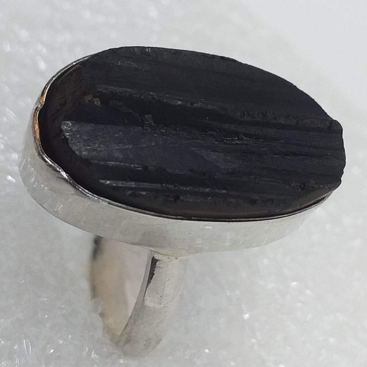schwarzer TURMALIN Ring Gr. 18 925 Silber Schörl
