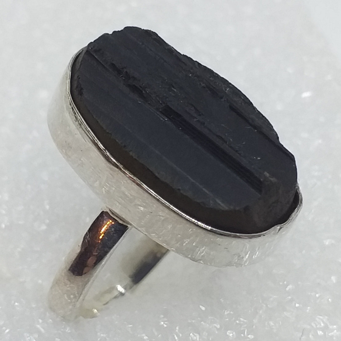 schwarzer TURMALIN Ring Gr. 18 925 Silber Schörl