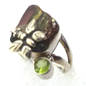 echter WASSERMELONEN TURMALIN  Ring Gr. 17 925 Silber Wassermelonenturmalin Peridot