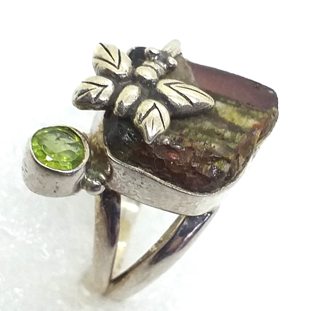 echter WASSERMELONEN TURMALIN  Ring Gr. 17 925 Silber Wassermelonenturmalin Peridot