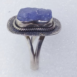 TANSANIT Ring Gr. 17 925 Silber Rohstein roh