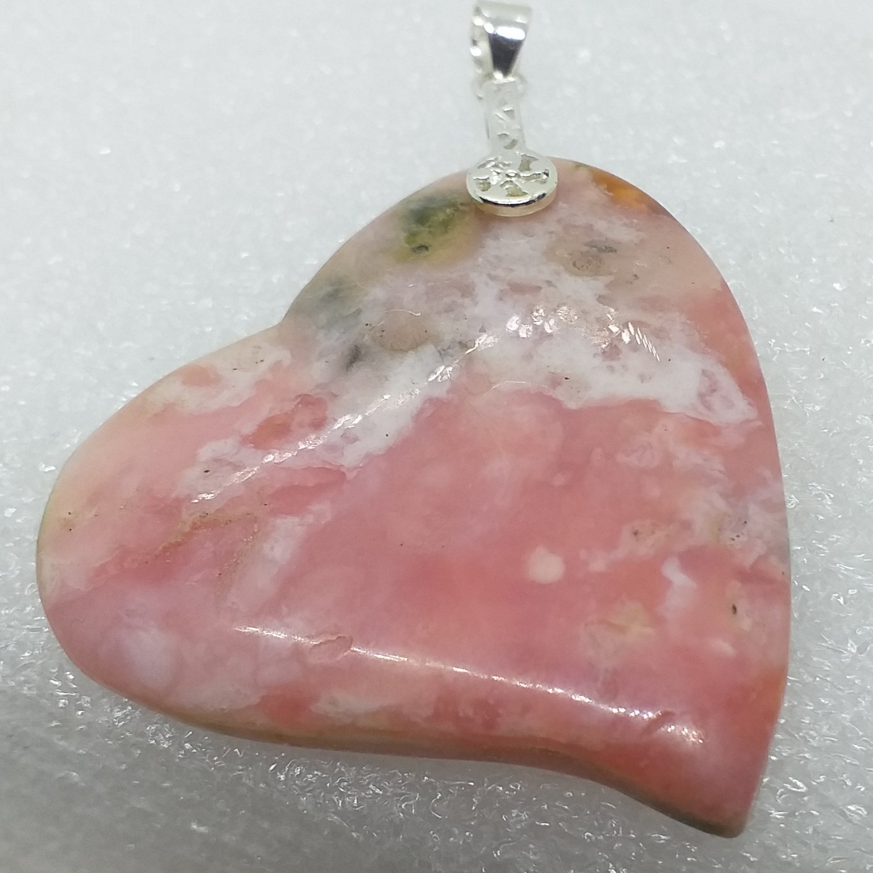 PINK OPAL ROSA ANDENOPAL Anhänger 925 Silber HERZ riesig