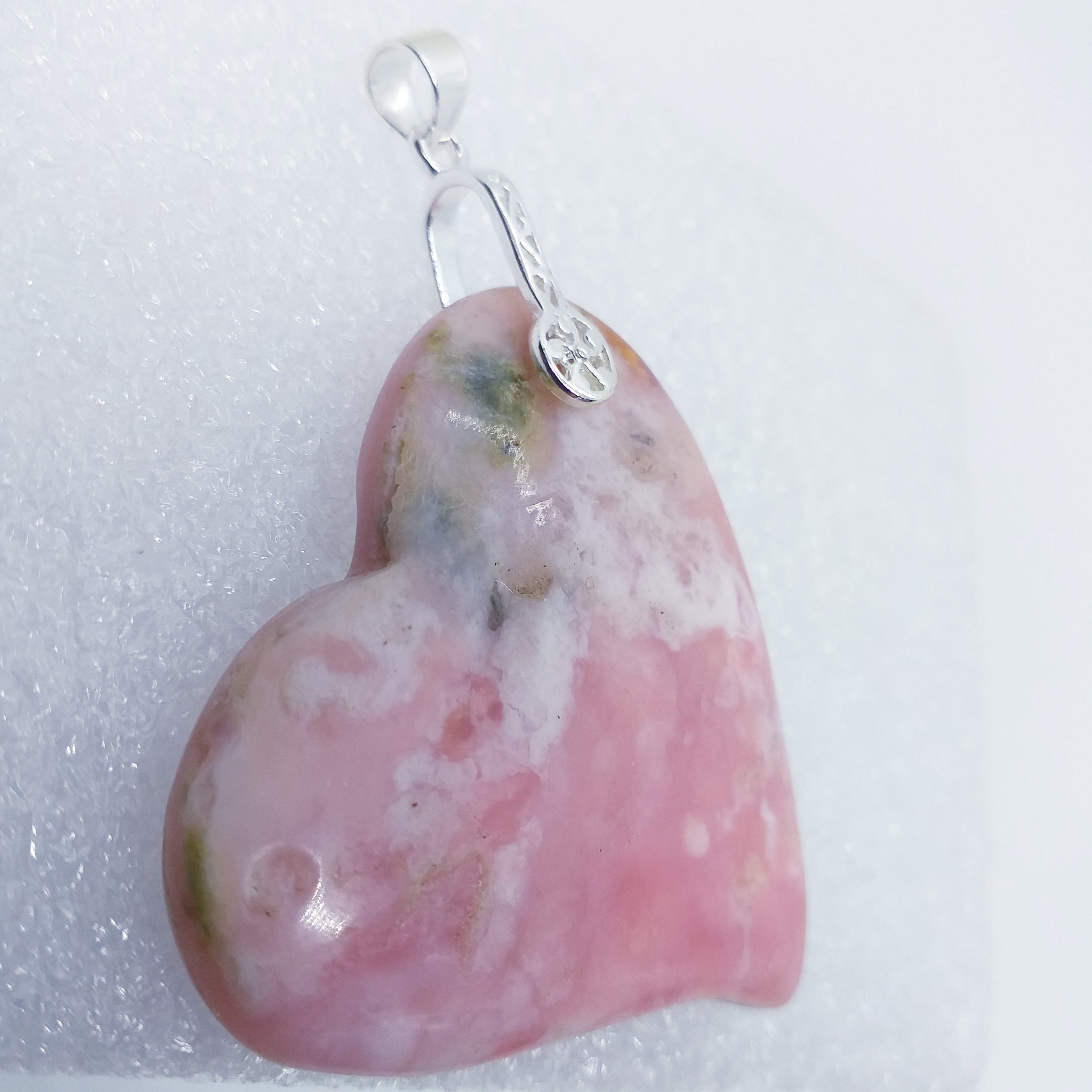 PINK OPAL ROSA ANDENOPAL Anhänger 925 Silber HERZ riesig