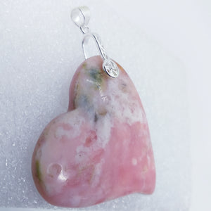 PINK OPAL ROSA ANDENOPAL Anhänger 925 Silber HERZ riesig
