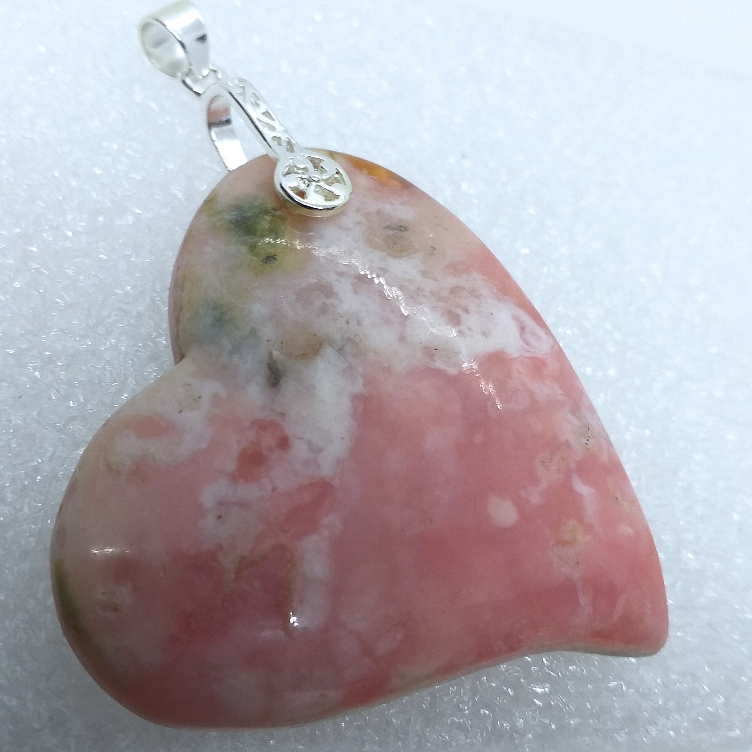 PINK OPAL ROSA ANDENOPAL Anhänger 925 Silber HERZ riesig