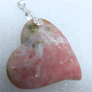 PINK OPAL ROSA ANDENOPAL Anhänger 925 Silber HERZ riesig