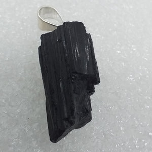 schwarzer TURMALIN Schörl Anhänger 925 Sterling Silber