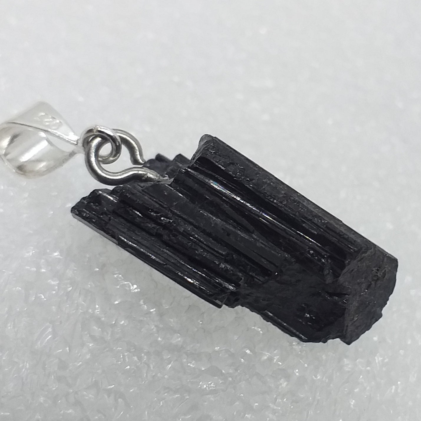 schwarzer TURMALIN Schörl Anhänger 925 Sterling Silber