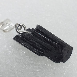 schwarzer TURMALIN Schörl Anhänger 925 Sterling Silber