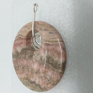 RHODOCHROSIT Anhänger 925 Sterling Silber RIESIG Donut 60mm