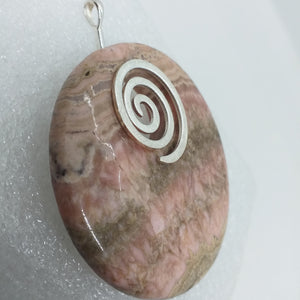 RHODOCHROSIT Anhänger 925 Sterling Silber RIESIG Donut 60mm