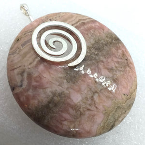 RHODOCHROSIT Anhänger 925 Sterling Silber RIESIG Donut 60mm