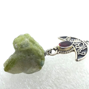 TURMALIN grün Quarz Verdelith Anhänger Granat 925 Sterling Silber Rohstein Kristall Lepidolith grüner