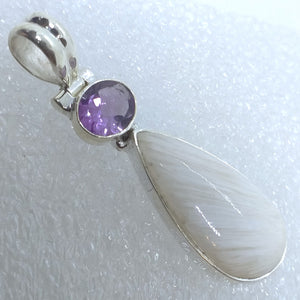 SKOLEZIT Anhänger weiß 925 Sterling Silber Amethyst