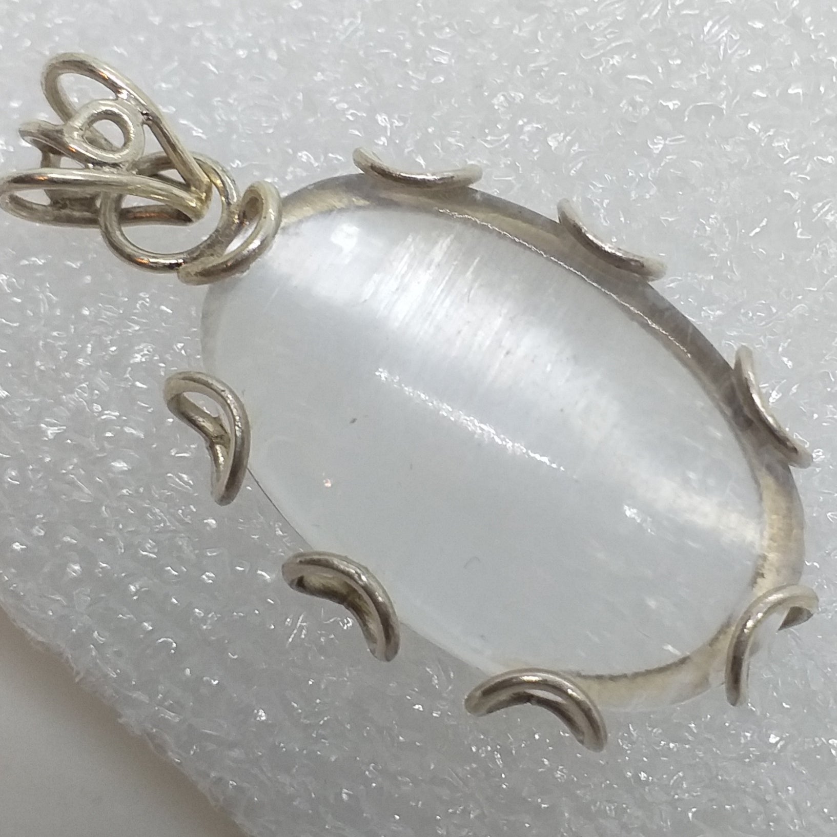 SELENIT Anhänger 925 Sterlingsilber Silber Marienglas