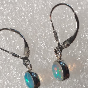 Kristallopal echter Natur Opal Ohrringe Klappbrisur Ohrhänger 925 Silber Brisur