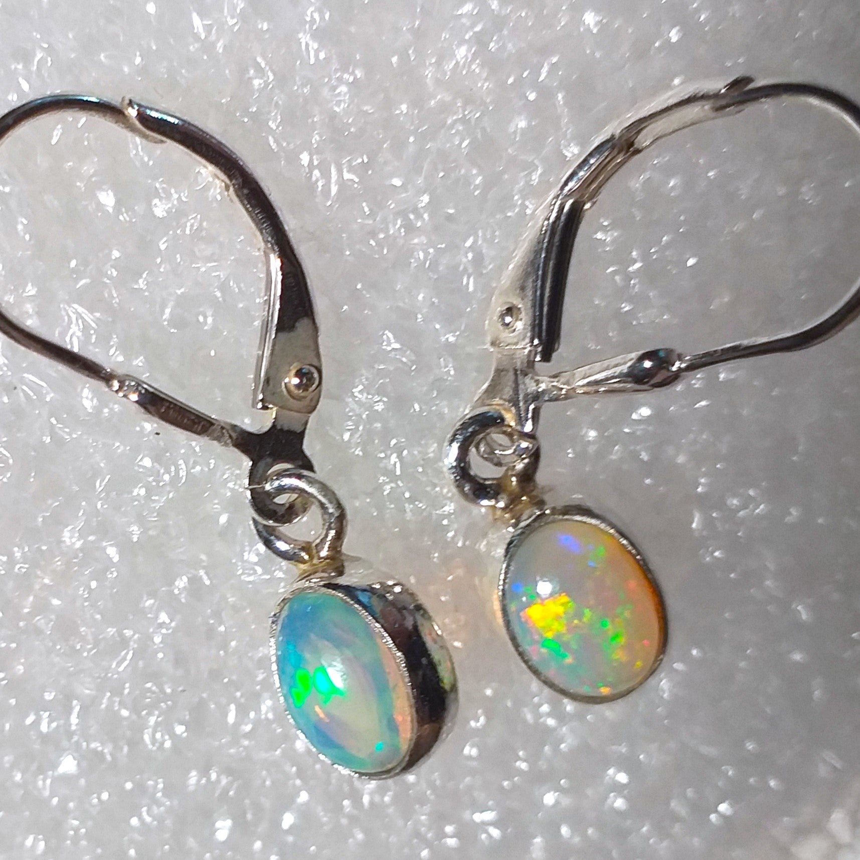 Kristallopal echter Natur Opal Ohrringe Klappbrisur Ohrhänger 925 Silber Brisur