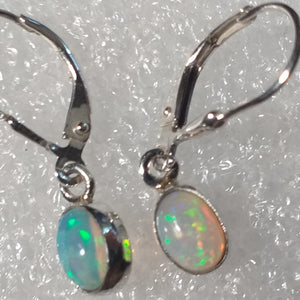 Kristallopal echter Natur Opal Ohrringe Klappbrisur Ohrhänger 925 Silber Brisur